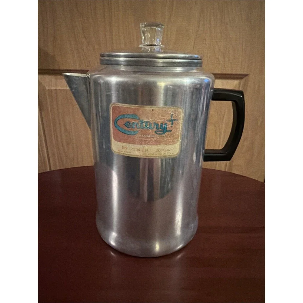 Vtg Century Aluminum Ware Percolator Coffee Pot 20 Cup.Camping Hiking. USA. EUC!